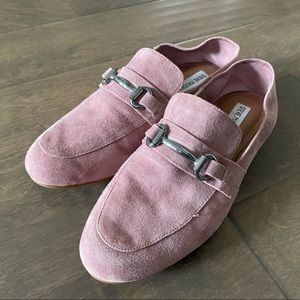 Steve Madden pink suede fold over heel loafers, 9.5